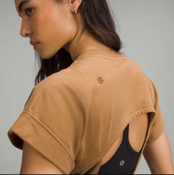 NWT Lululemon Heavyweight Cotton T-Shirt Bodysuit Back Cutout Camel Size S - Picture 4 of 15